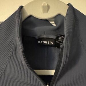 Athleta Navy Ribbed Full-Zip Jacket